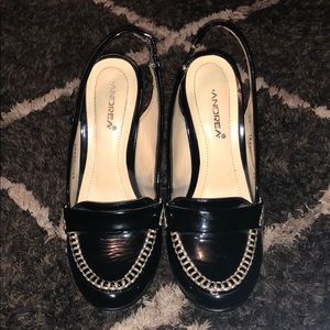 Andrea, Black Business heel, sling back- 7M.